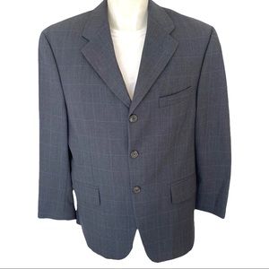 Ralph Lauren Polo Grey Blue Windowpane Sport Coat Blazer Jacket Men’s Size 40S